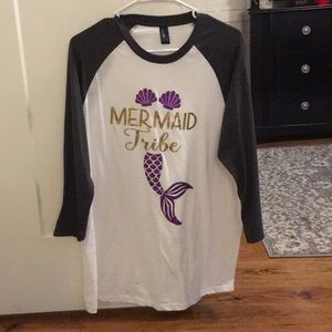 Mermaid tripe baseball t